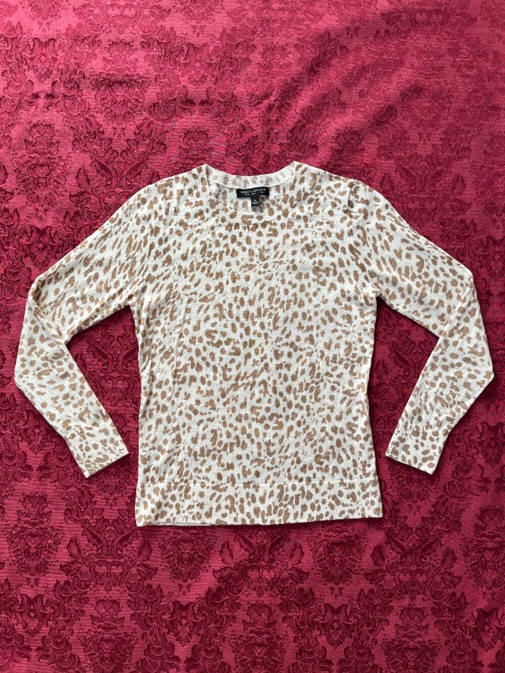 Banana Republic 100% Merino Extra Fine Wool Leopard Print Sweater